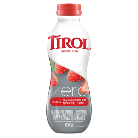 Iogurte Tirol 830g - Zero - Morango