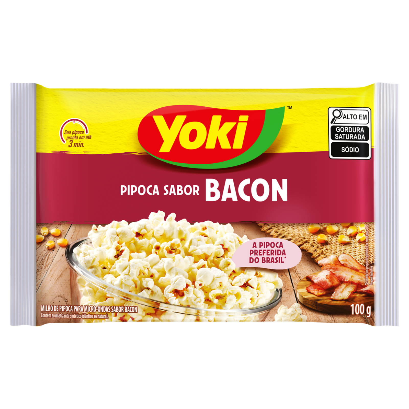 Pipoca de Microondas Yoki Popcorn Bacon 100G