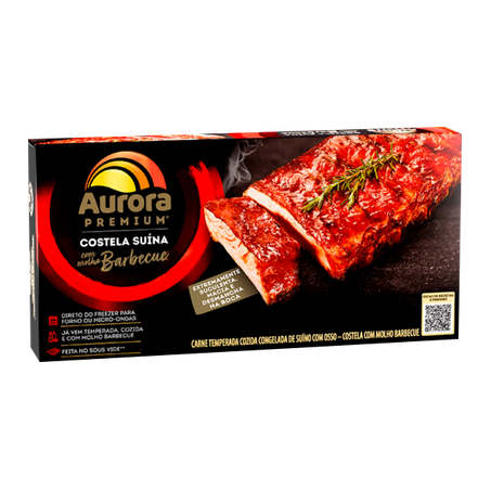 COSTELA SUÍNA AURORA PREMIUM COM MOLHO BARBECUE CAIXA 900G