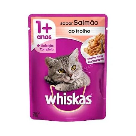 RACAO GATO WHISKAS ADULTO SALMAOC/ SALSA 85G