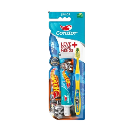 Kit Gel  Escova Dental Infantil Condor Jr Hot Wheels