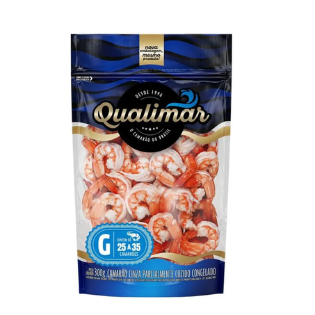 QUALIMAR CAMARÃO CINZA COM TELSON CONGELADO 25/35 300G