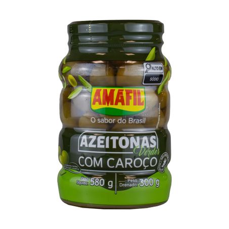 AZEITONAS VERDES COM CAROÇO 580G AMAFIL