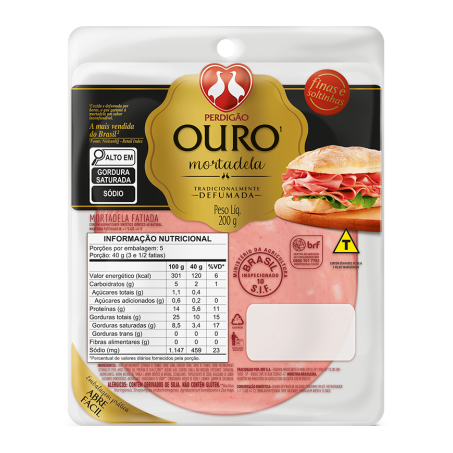 Mortadela perdigão bolonha ouro 200gr