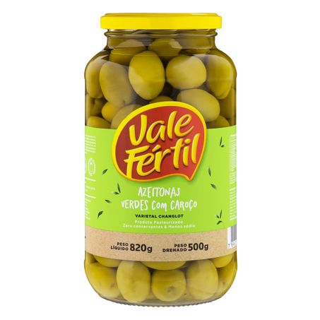 AZEITONA VERDE EM CONSERVA CHANGLOT COM CAROÇO VALE FÉRTIL VIDRO