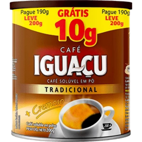 Cafe lata soluvel iguacu leve 200g pague 190g tradicional