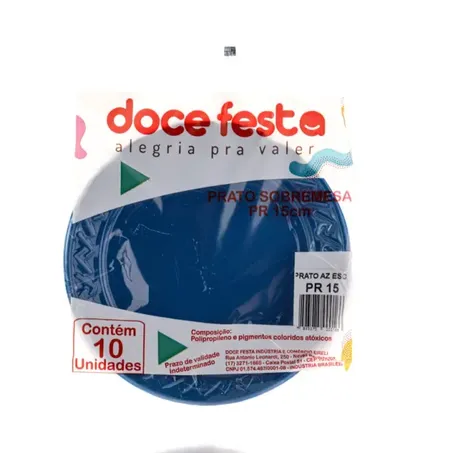 PRATO DESCARTAVEL DOCE FESTA 15CM 10UN AZUL ESCURO