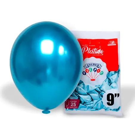 BALAO 9 LISO PLATINO AZUL REDONDO REF: 1009009050025