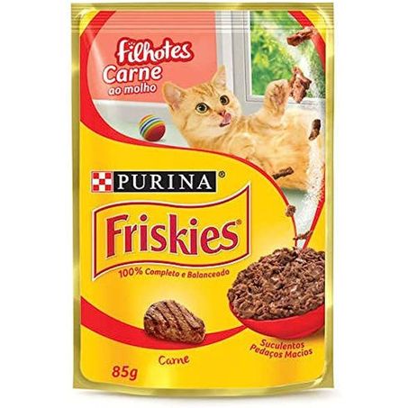Ração friskies para gatos filhotes carne ao molho purina sachê 85g