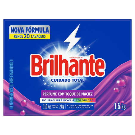 Sabão em Pó Brilhante Cuidado Total Caixa 1.6kg