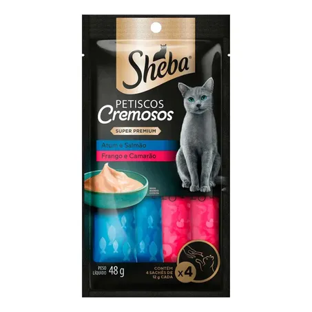 Petisco Sheba 48g Cremoso Atum SalmaoFrango Camarao