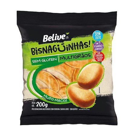 PAO BELIVE 200G BISNAGUINHA SEM GLUTEN MULTI GRAOS 