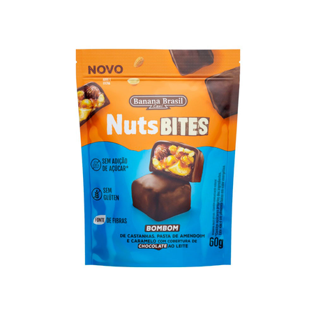 Bombom Nuts Bites sem Açúcar e Glúten Ao Leite Pacote 60G