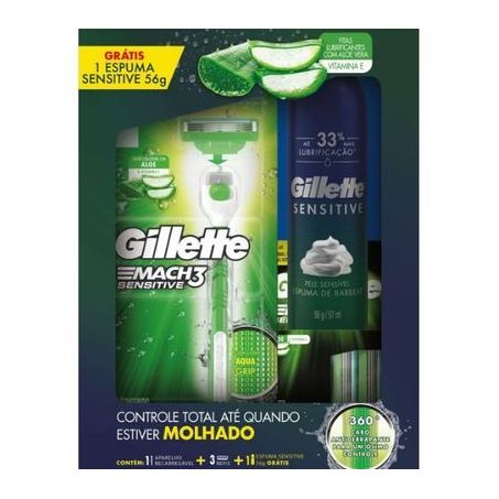 KIT APAR BARBEAR GILLETTE MACH 3 SENS C/2 + TOALHA
