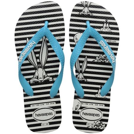 SANDÁLIAS HAVAIANAS T WARNER LOGO FC BRANCO E AZUL 41/42