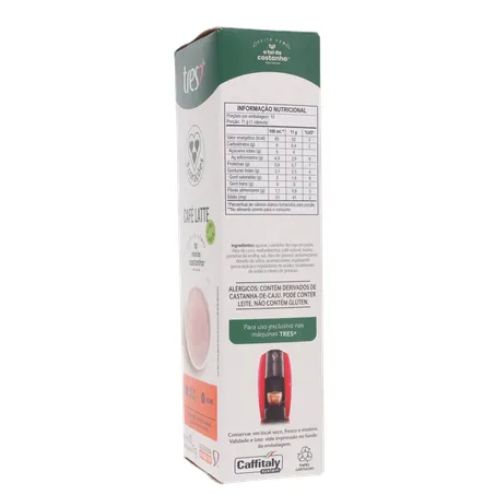 Café com Leite em Cápsula 3corações Latte Vegano Caixa com 10un - 110gr 360-25