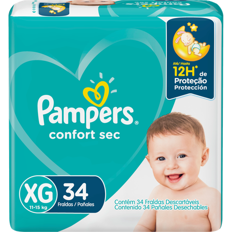 Fralda Pampers Confort Sec Mega Xg Pacote C/34UNID