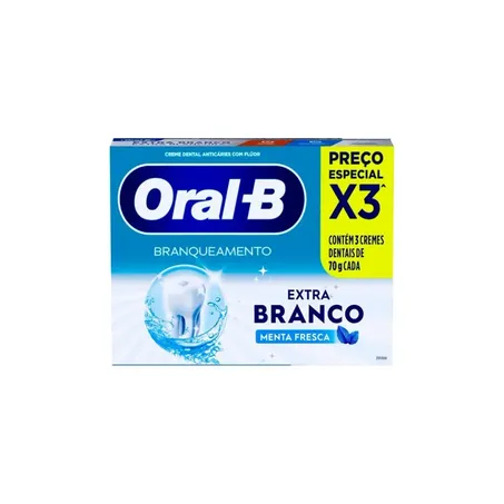 Creme Dental Oral b 3 Un 70g Extra Branco Menta