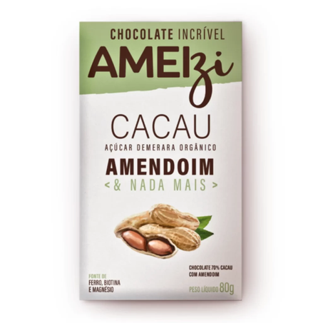 CHOCOLATE E AMENDOIM 80G - AMEIZI