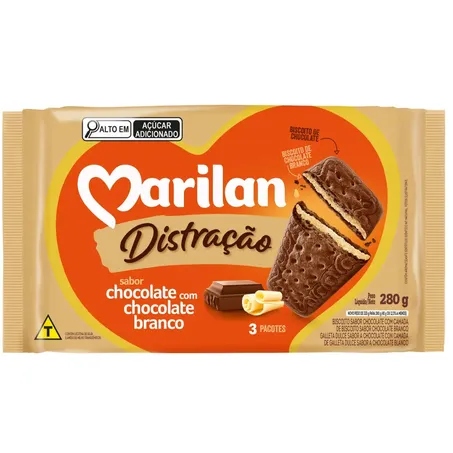 Biscoito marilan distracao choc branco 280g