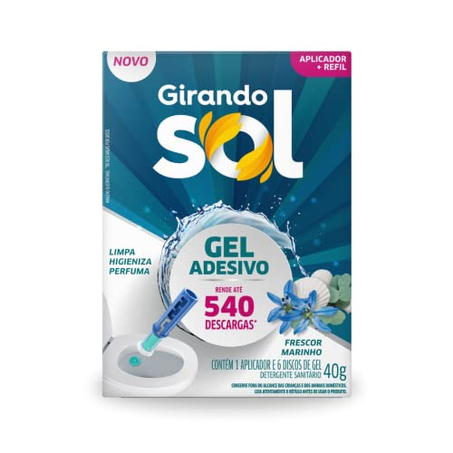 Aparelho Sanitário Girando Sol Aplicador  Refil Gel Frescor Marinho 40G