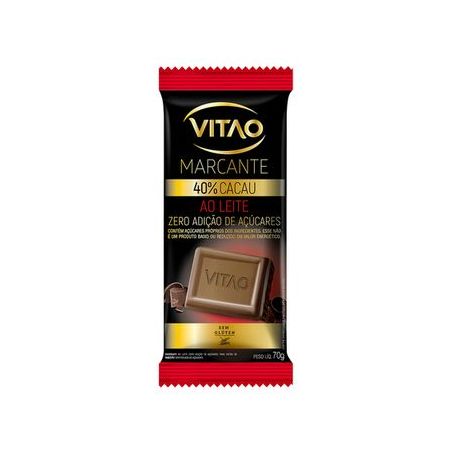 Chocolate Vitão marcante ao leite 40% cacau zero açúcar 70g