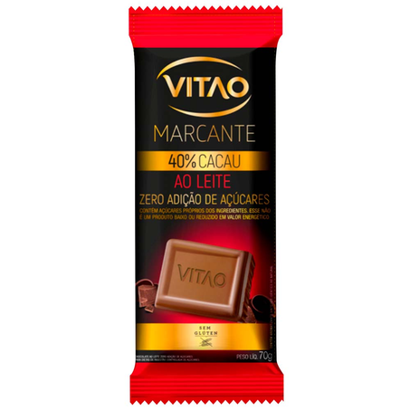 Chocolate Vitao Marcante Sem açúcar 40 Ao Leite 70G