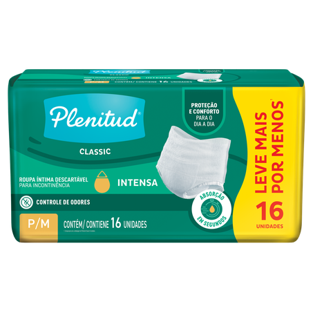 ROUPA ÍNTIMA PLENITUD PROTECT PLUS P/ M 8 UNIDADES