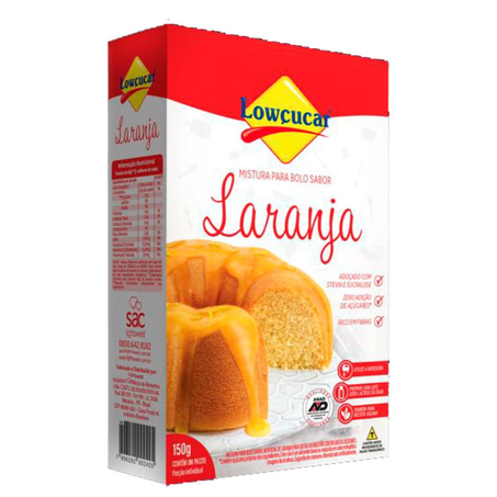 Mistura para Bolo Lowçucar Zero Açúcar Laranja Pacote com 150G