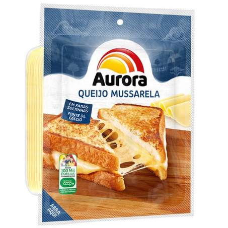 Queijo fatiado aurora mussarela 500g - resfriado