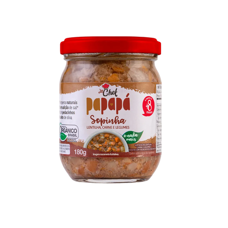Sopinha Orgânica Papapá Lentilha, Carne e Legumes 180g