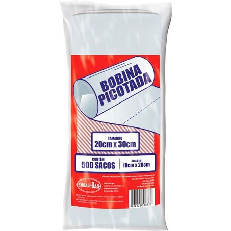 Embalibag Saco Plástico Bobina Picotada 20x30 Com 500 Unidades
