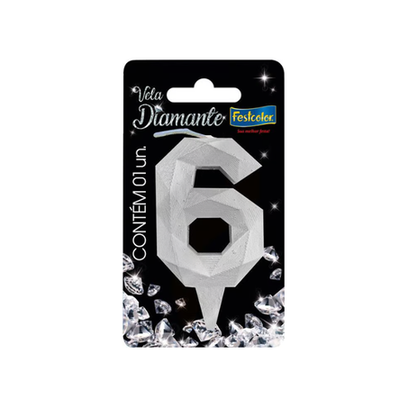 VELA DIAMANTE PRATA N6 FESTCOLOR 
