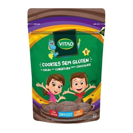 Cookies Vitao Sem Gluten Zero Cacau com Chocolate 80G