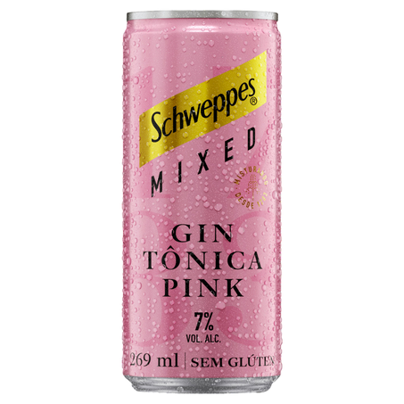 Bebida Mista Alcoólica Schweppes Mixed Gin Tônica Pink Lata 269ml