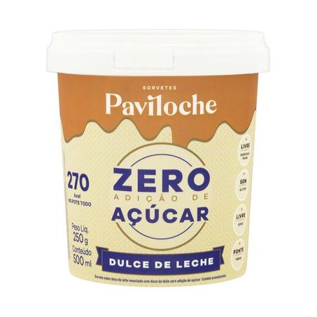 SORVETE PAVILOCHE ZERO ACUCAR 500ML DOCE DE LEITE