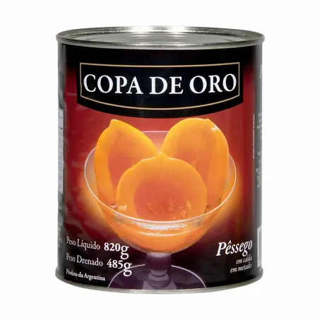 Pessego copa de oro metades calda lata 450g