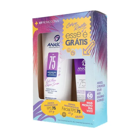 KIT PROTETOR SOLAR ANASOL FPS 75 200G + GRÁTIS PROTETOR SOLAR FACIAL FPS 75 60G 360-3