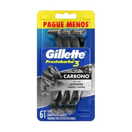 Aparelho Prestobarba 3 Carbono Com 6 Unidades
