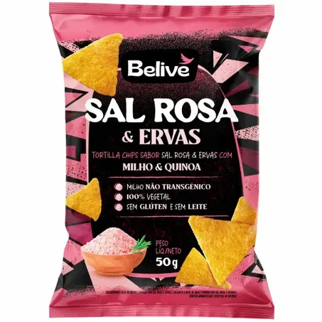 TORTILLA CHIPS SAL ROSA E ERVAS 50G - BELIVE