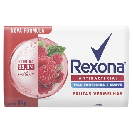 Sabonete Rexona Antibacterial Frutas Vermelhas Barra com 84G