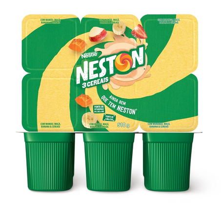 Iogurte Nestlé Neston Polpa de Mamão, Maçã e Banana 510G com 6 unidades