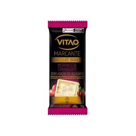 Chocolate Branco Marcante de Morango e Cranberry zero açúcar 70g  - Vitao