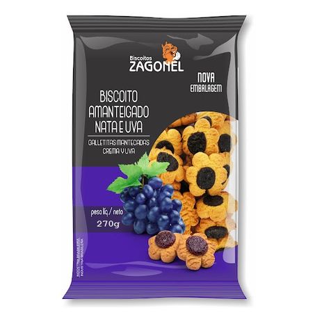 BISCOITO ZAGONEL AMANTEIGADO NATA E UVA 270G