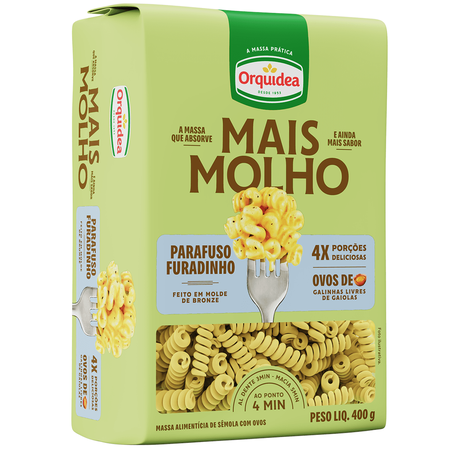 MASSA MAIS MOLHO ORQUIDEA PARAFUSO FURADINHO 400G 
