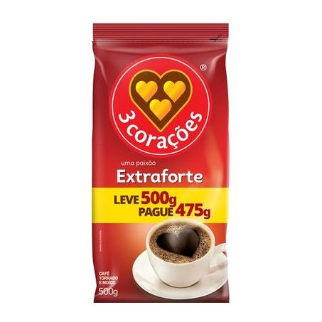 Café 3 corações extra forte leve 500g pague 475g