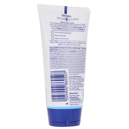Creme hidratante nivea para mãos antibacteriano 3 em 1 bisnaga 75g 360-16