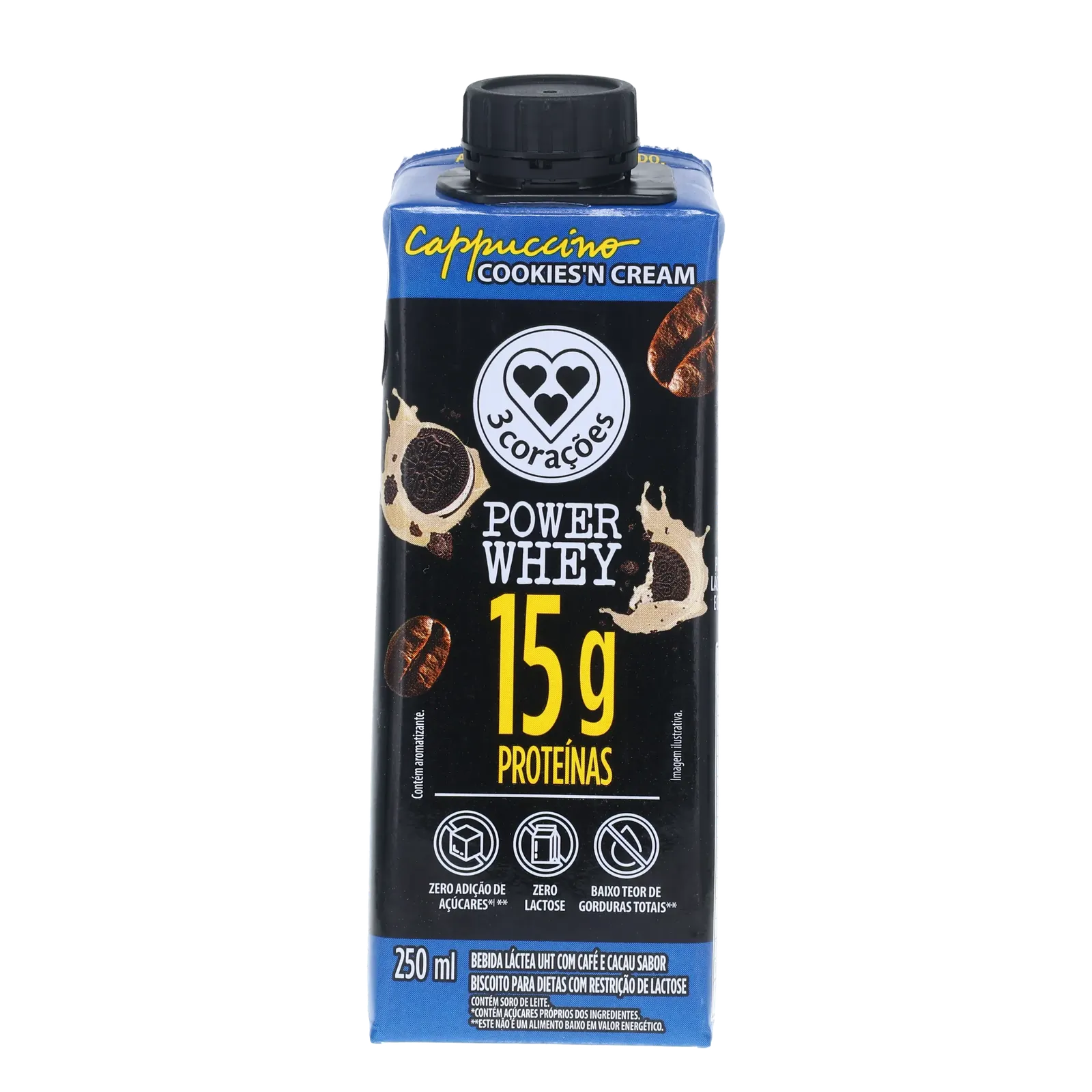 乳液・ミルク cookiem Bebida Lactea Power Whey 3 Coracoes 15g Cookiesn Cream 250ml