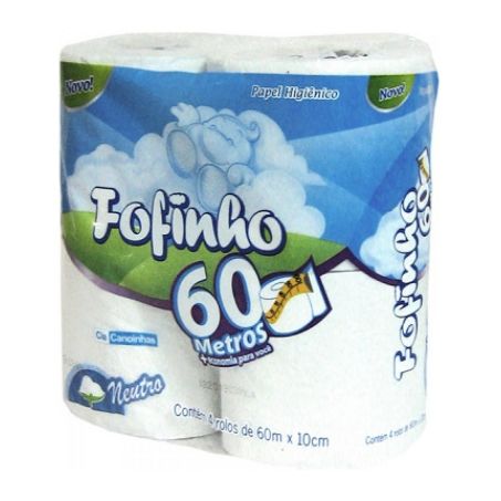 Papel Higiênico Fofinho Folha Simples Neutro Embalagem 4 Rolos 60M
