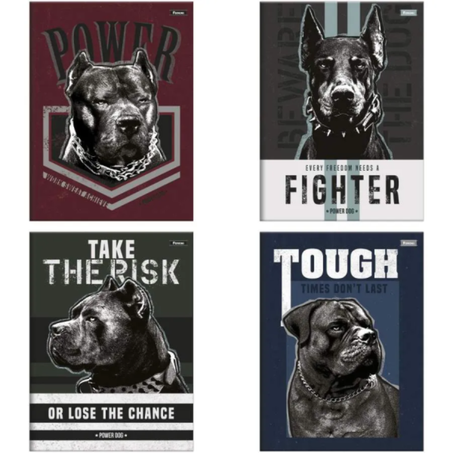 Caderno foroni grande capa dura 80 folhas power dog brochura